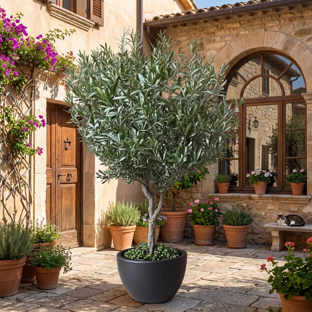 Artificial Olive Tree Realistic Trunk Hotel Lobby Display