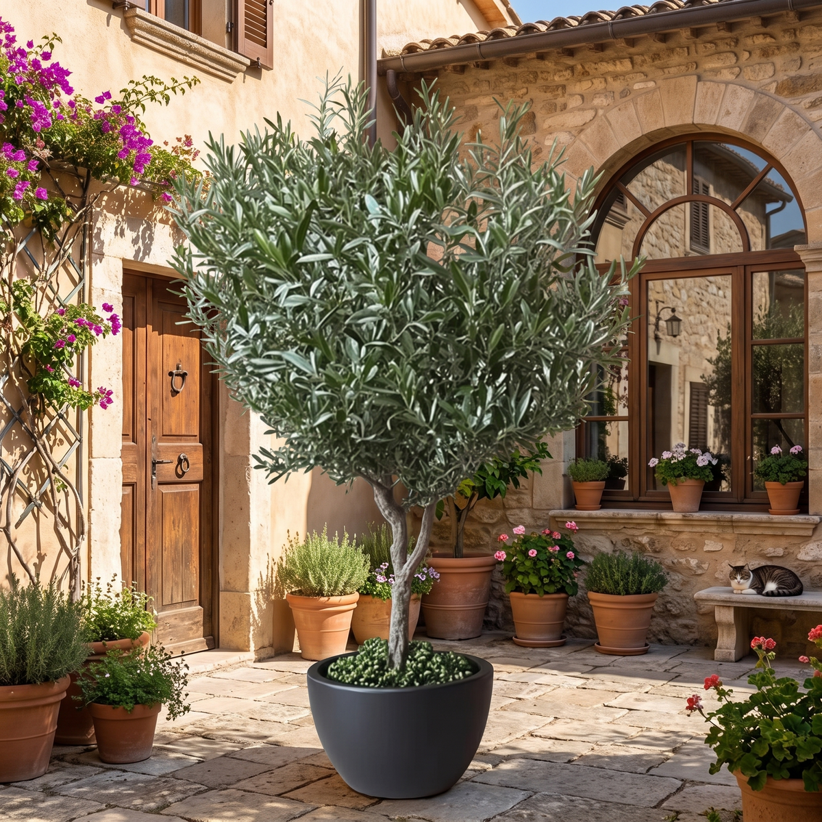 Artificial Olive Tree Realistic Trunk Hotel Lobby Display