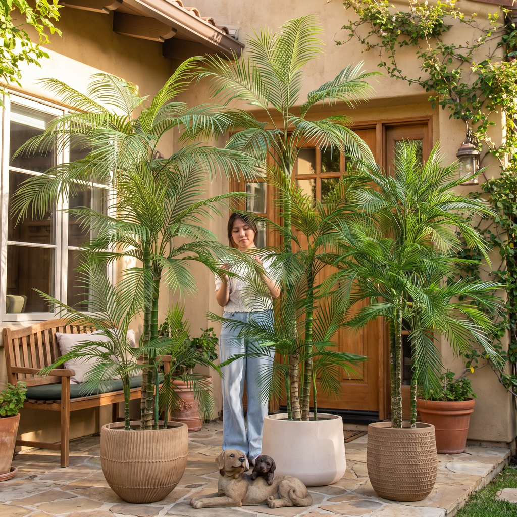 Artificial Areca palm tree 7 ft shown in an indoor setting