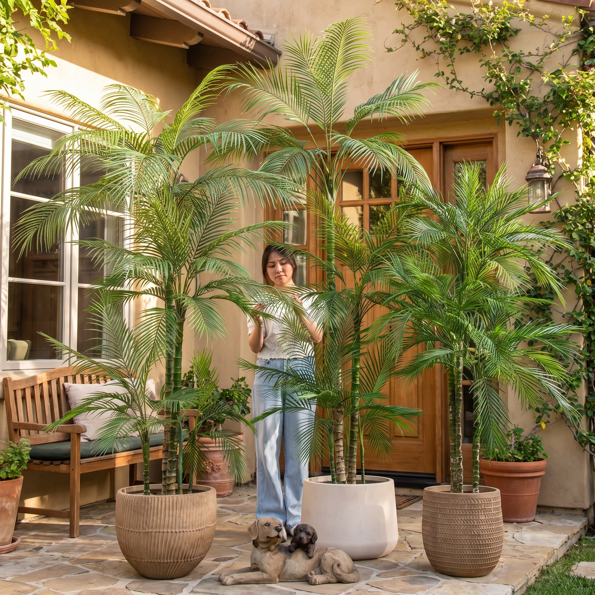 Artificial Areca palm tree 7 ft shown in an indoor setting