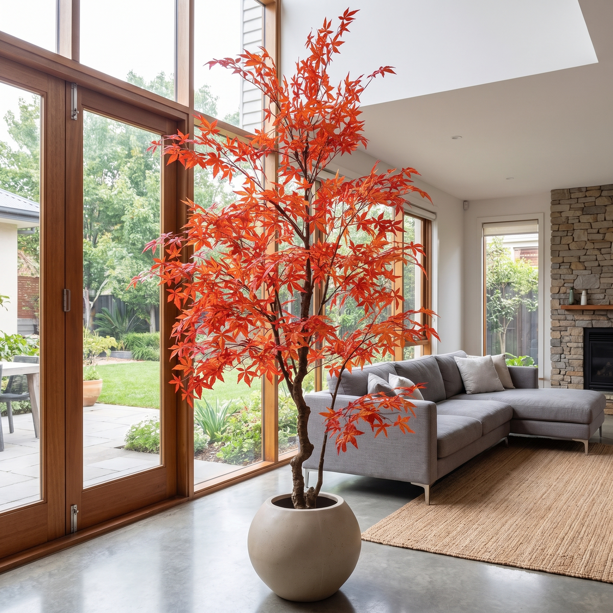 Artificial Golden Red Maple Tree 8ft Realistic Look