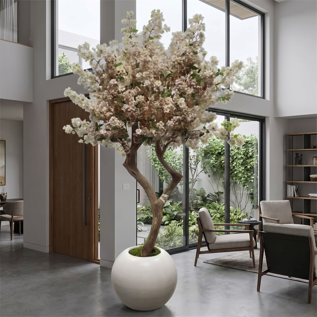 Artificial White Cherry Blossom Bonsai Tree Elegant Outdoor Use