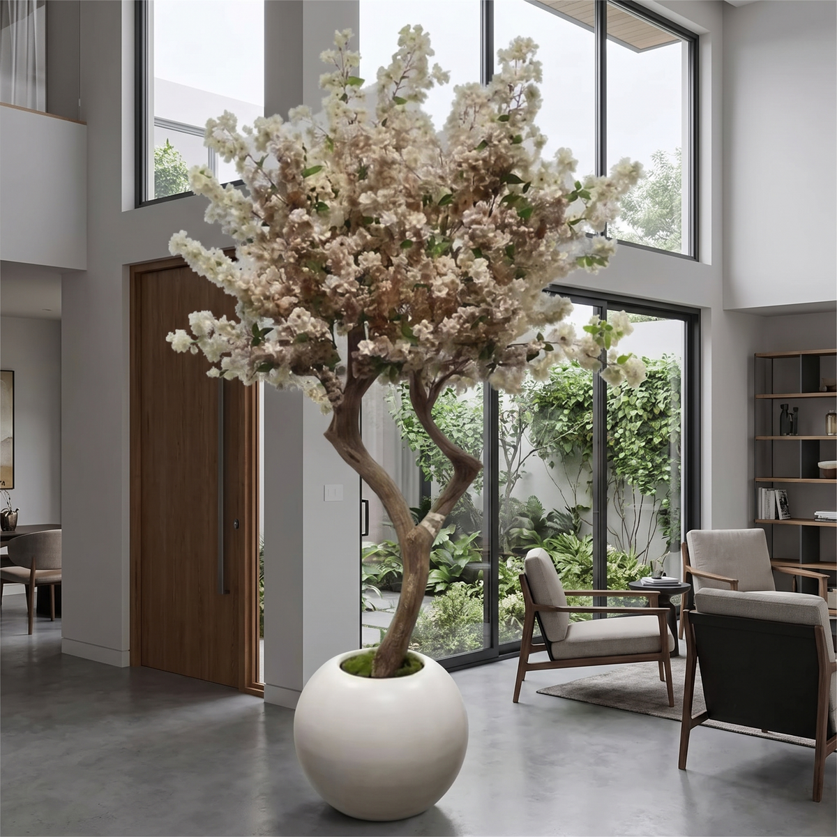 Artificial White Cherry Blossom Bonsai Tree Elegant Outdoor Use