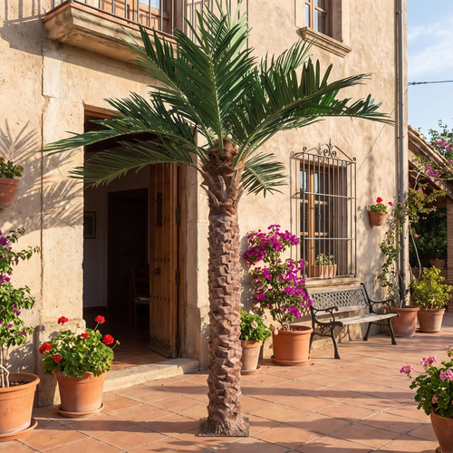 Artificial Date Palm Tree 13 FT Natural Wood Trunk Hotel Use