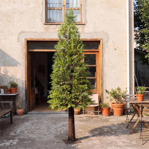 Artificial Cypress Tower Tree 4.5m Natural Wood Trunk Outdoor Decor