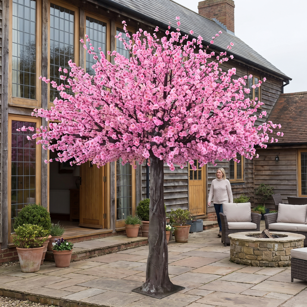 Artificial Peach Blossom Tree 3m Natural Wood Trunk Wedding Decor