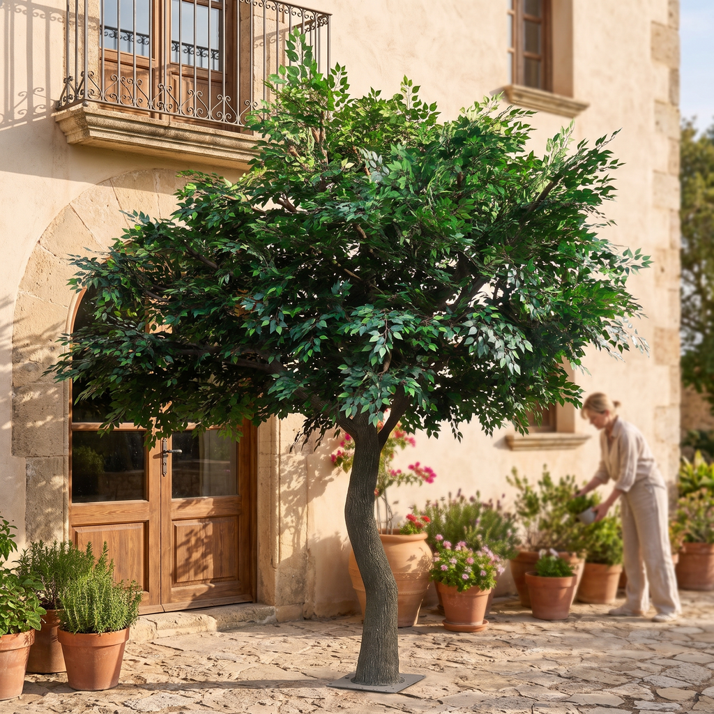 Artificial Banyan Tree 2.5m Natural Wood Trunk Hotel Use