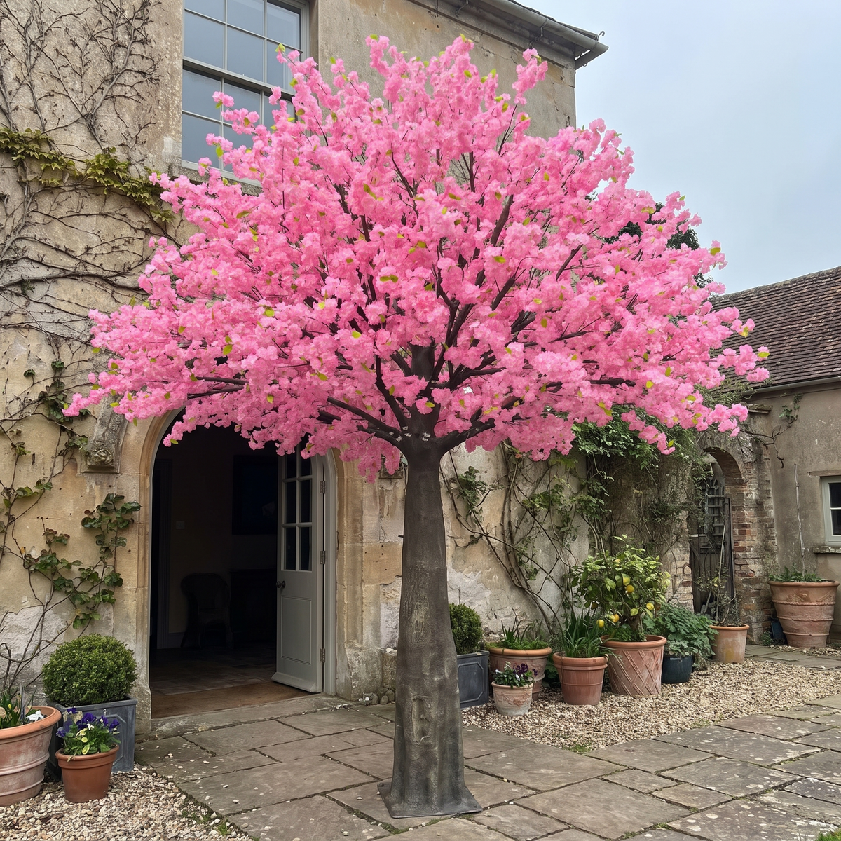 Artificial Sakura Cherry Blossom Tree Lifelike Pink Blooms Indoor Outdoor