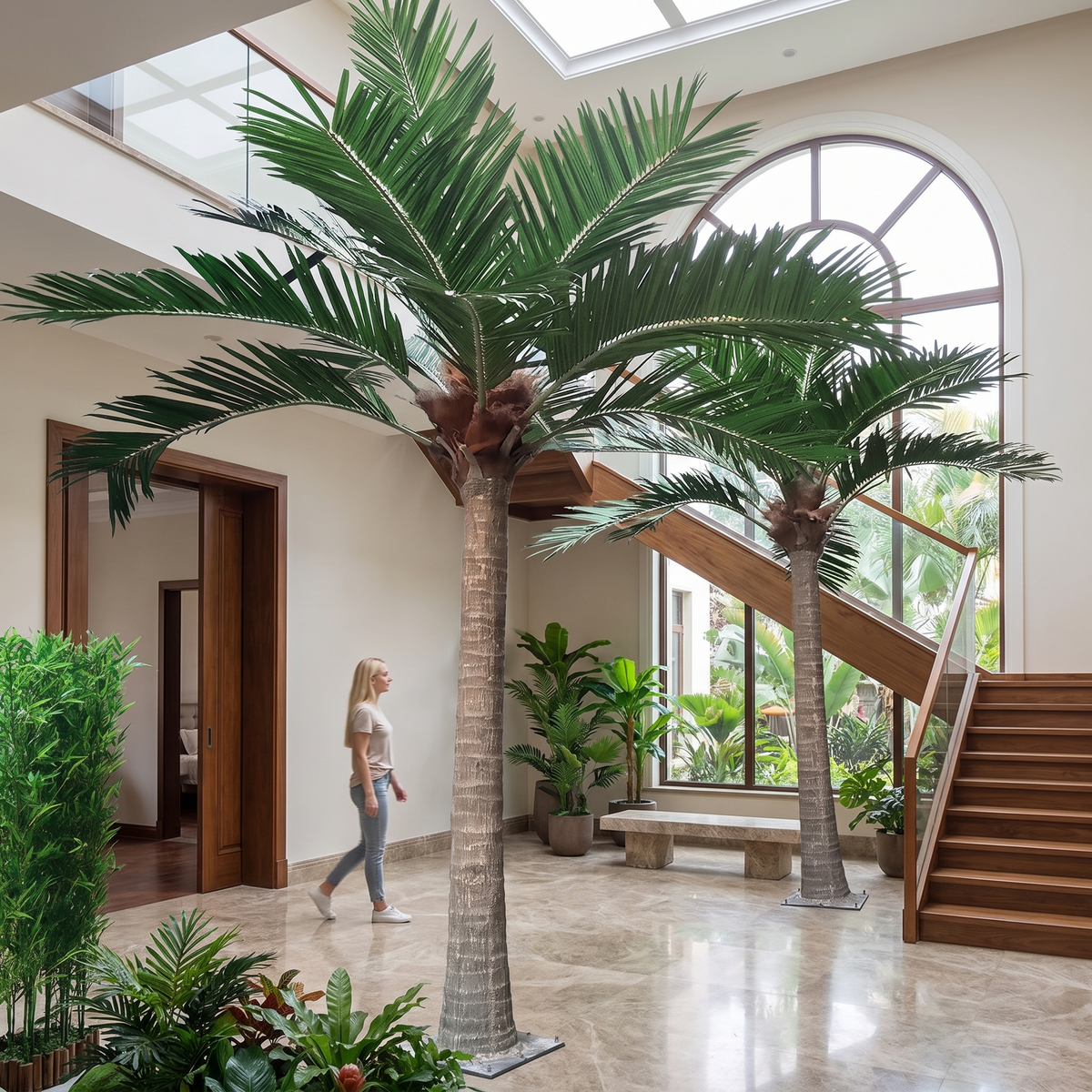 Artificial Coconut Palm Tree Large Natural Wood Trunk Outdoor Use