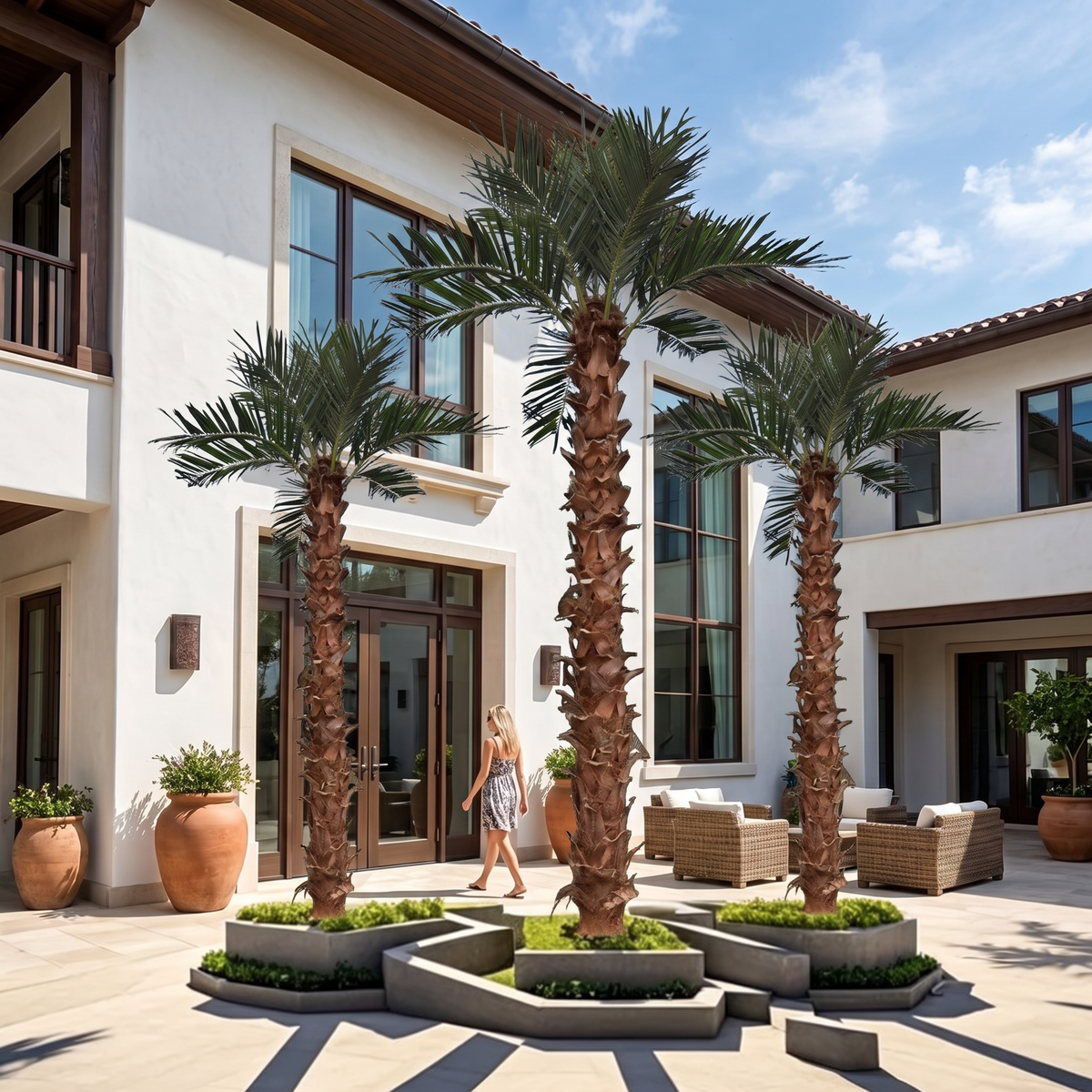 Artificial Palm Tree UV Resistant for Theme Park Hotel Lobby Decor