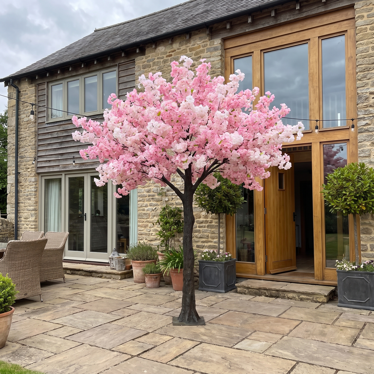 Artificial Cherry Blossom Tree Vibrant Pink Decoration