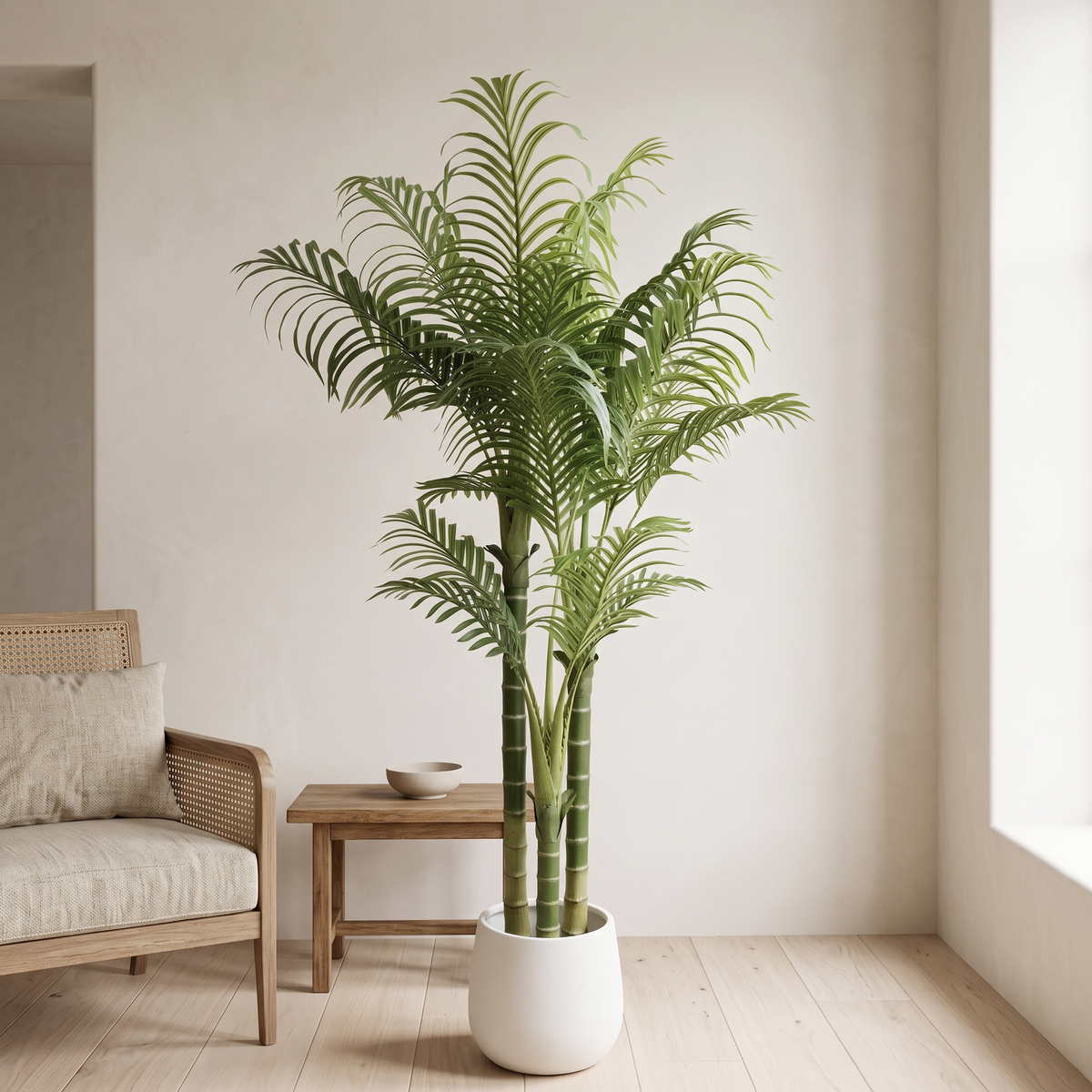 Artificial areca palm tree with multiple arching fronds