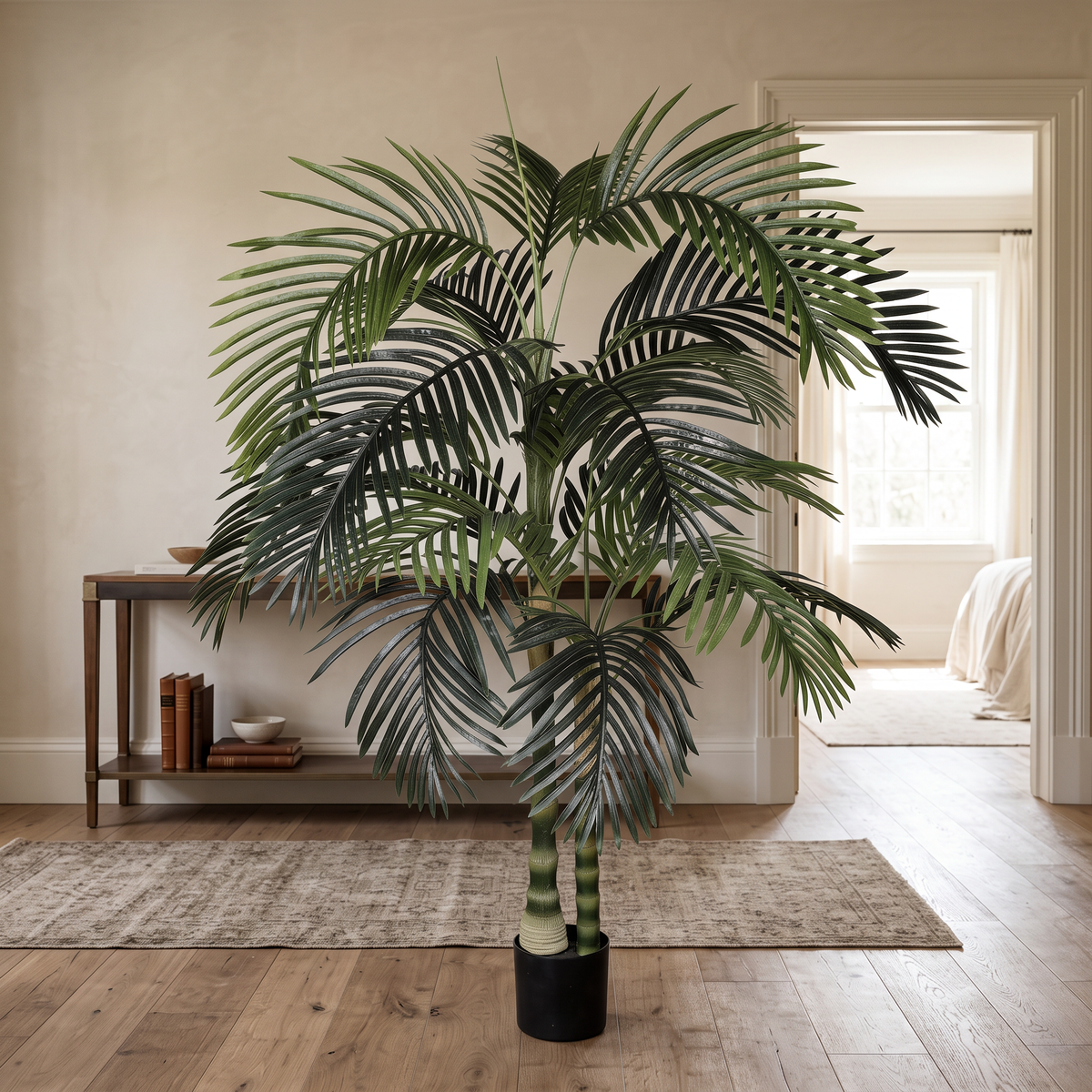 Artificial palm tree, potted and ready to display