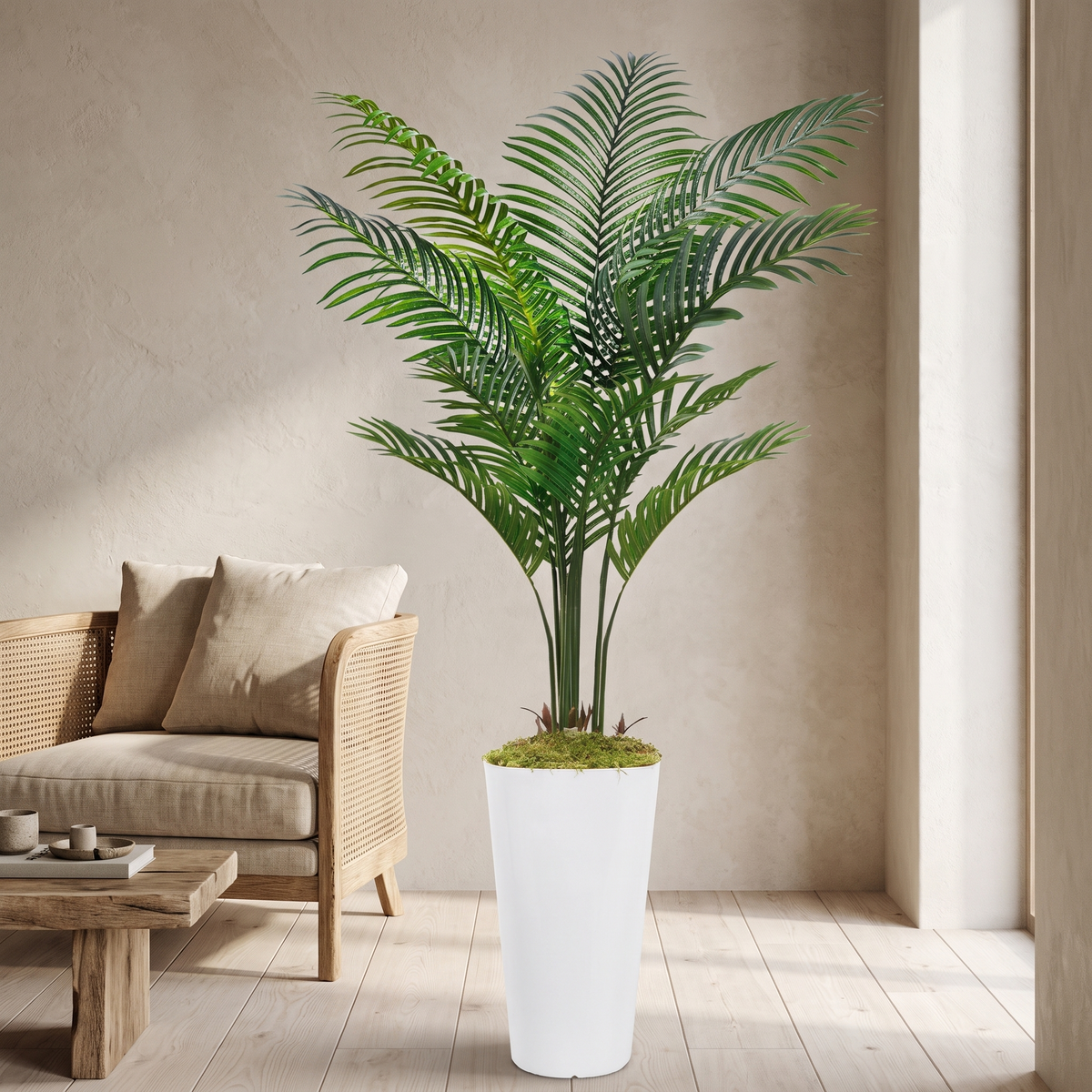 Artificial palm tree with 12 durable PE foliage fronds