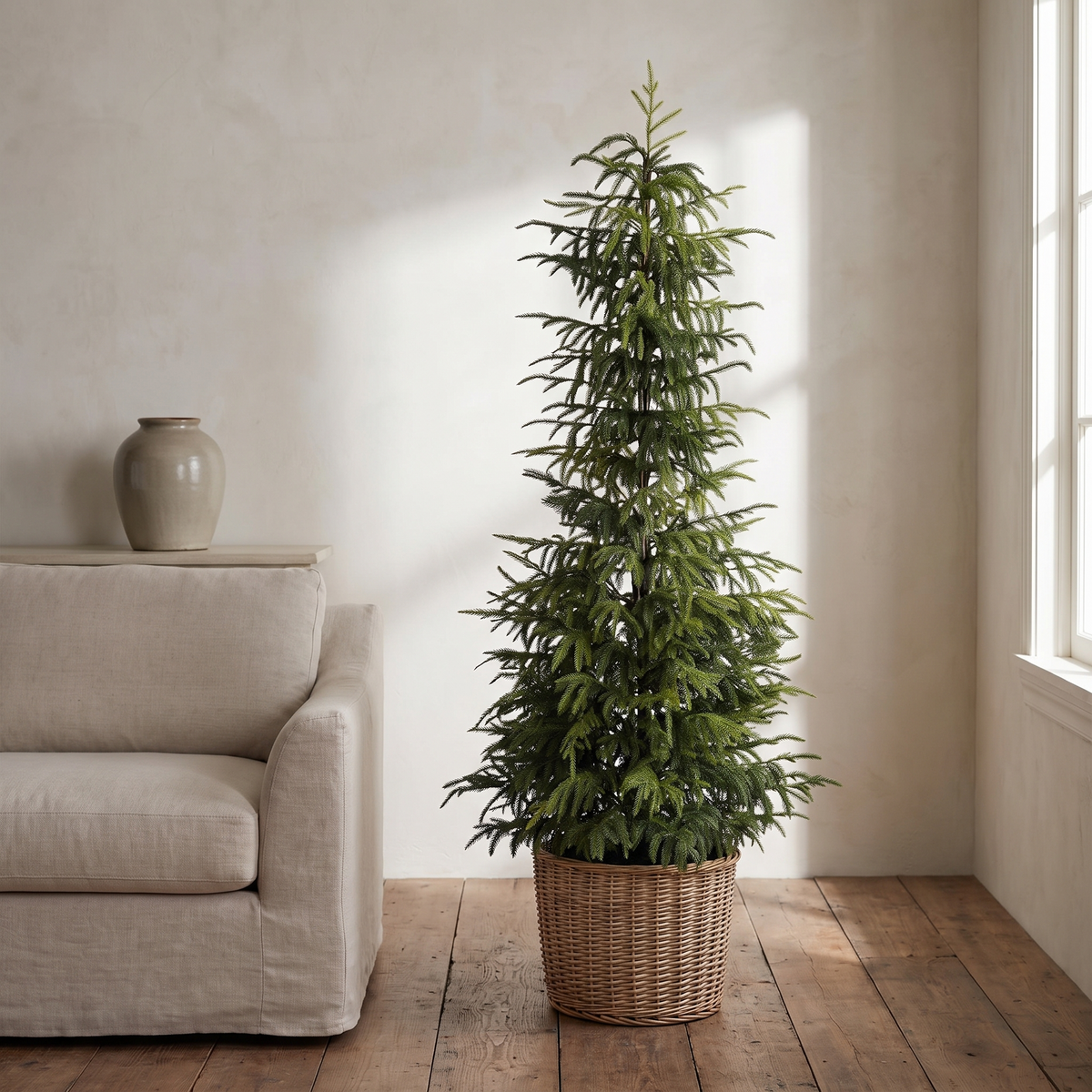 Artificial Norfolk pine tree with real-touch foliage, potted