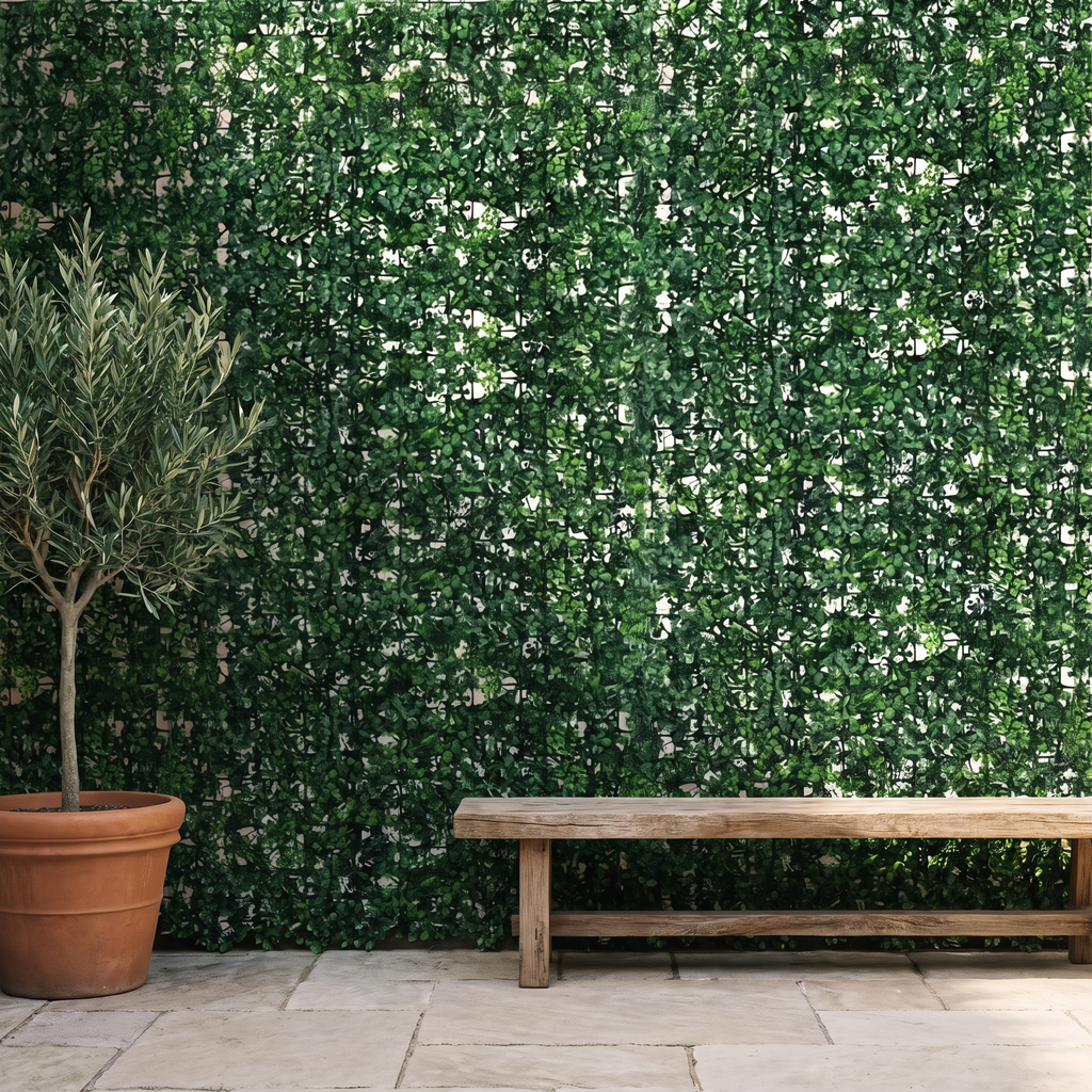 Twelve-panel artificial hedge wall panel set