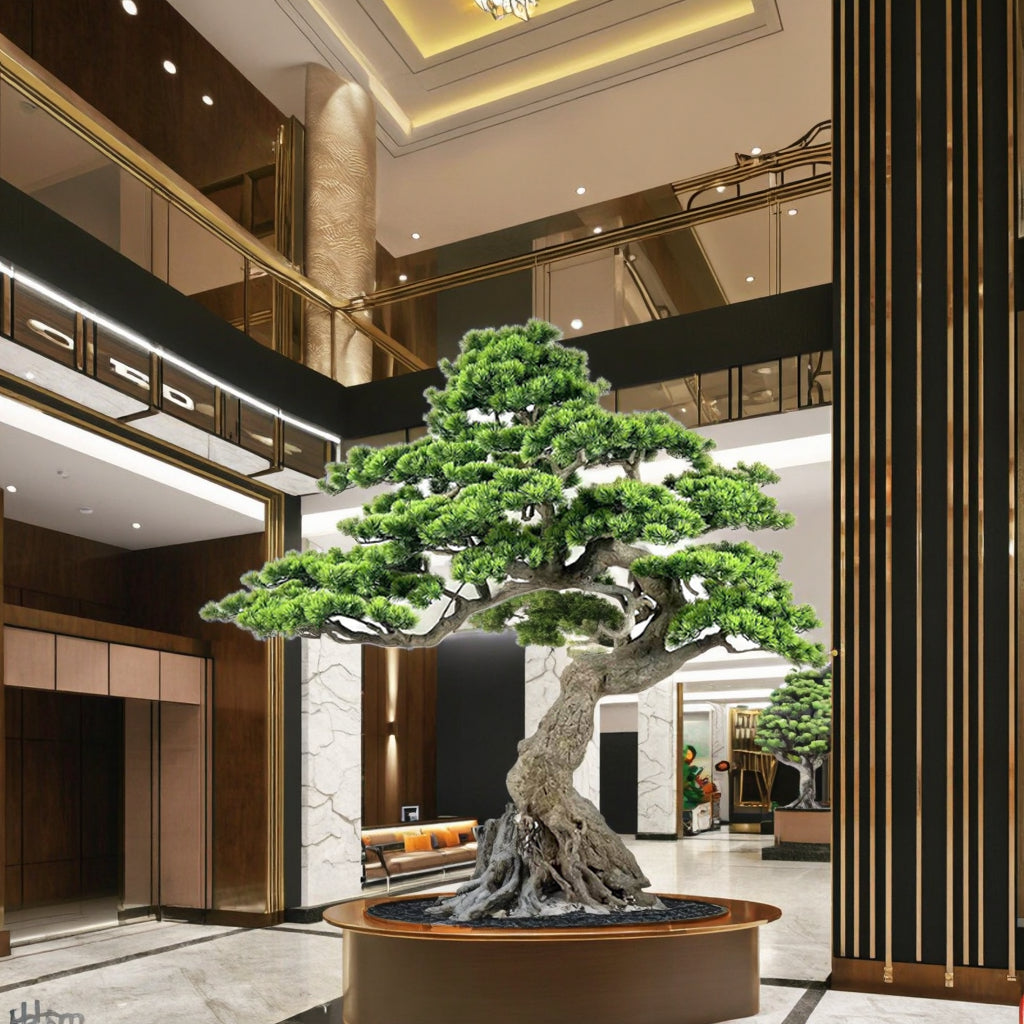 Artificial black pine 1.65m tall, branches trained into flat Japanese-style pads
