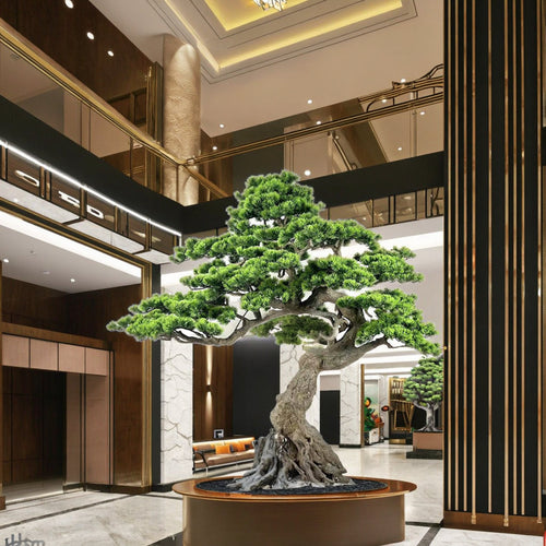 Artificial black pine 1.65m tall, branches trained into flat Japanese-style pads
