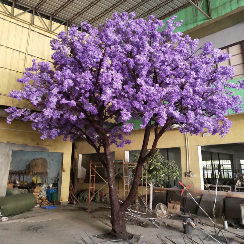 Close-up of the jacaranda blooms showing their trumpet-shaped silk flower heads
